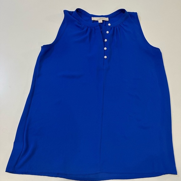 Loft Sleeveless Royal Blue Top with Pearl Buttons Size XS Petite - Picture 1 of 6